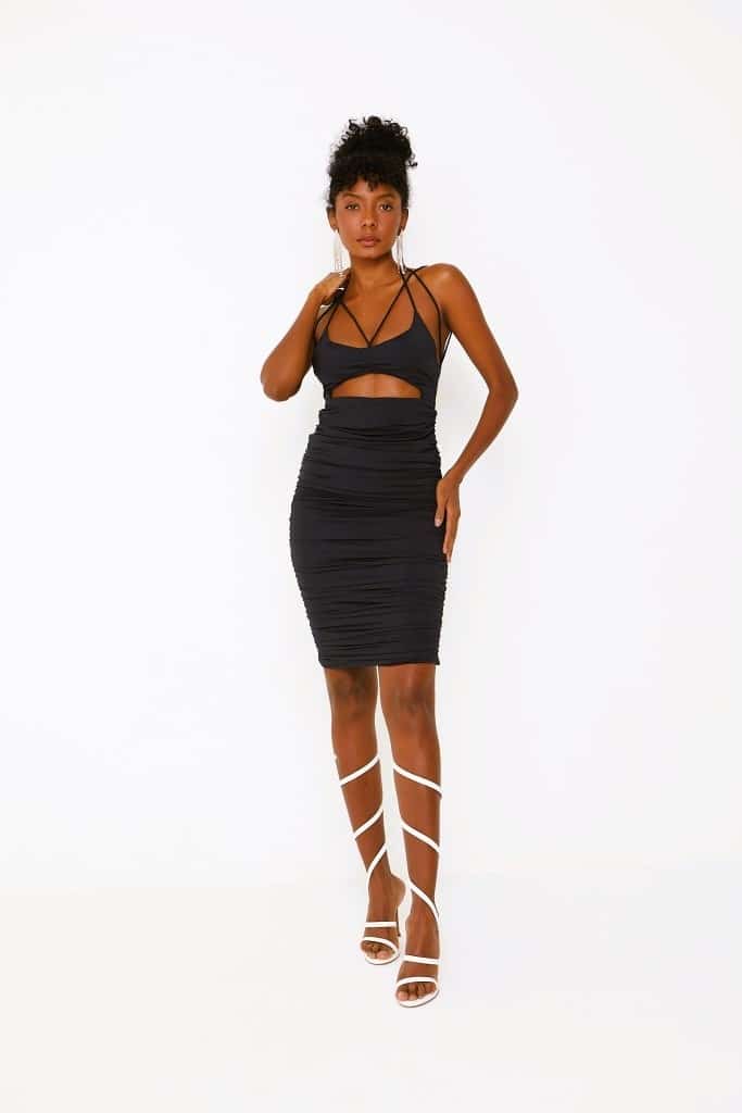 Vestido Drapeado Preto